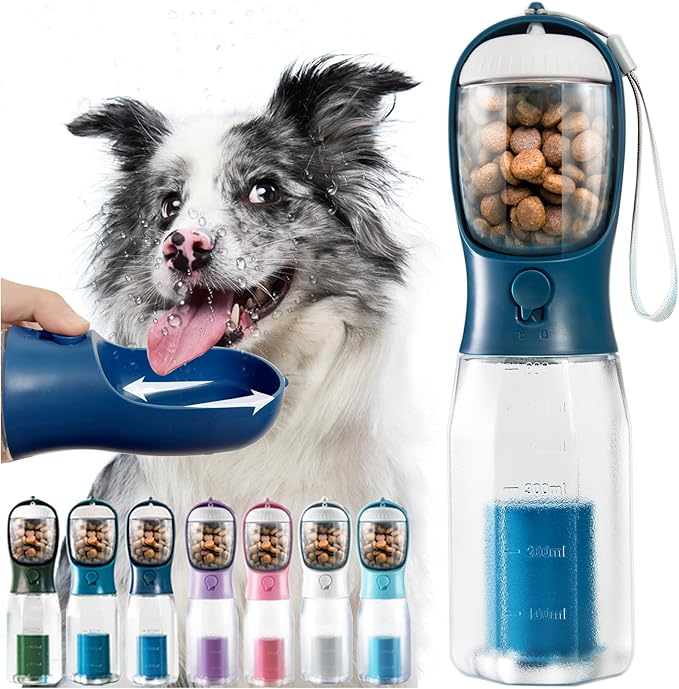Portable Water Bottle for Dogs, 3 in 1. "Hydrate. Treat. Clean. Repeat. The Smart Bottle Every Dog Needs!"