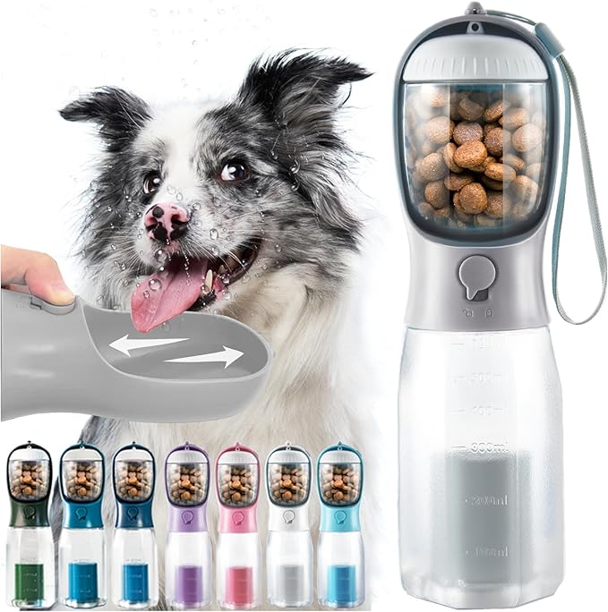 Portable Water Bottle for Dogs, 3 in 1. "Hydrate. Treat. Clean. Repeat. The Smart Bottle Every Dog Needs!"
