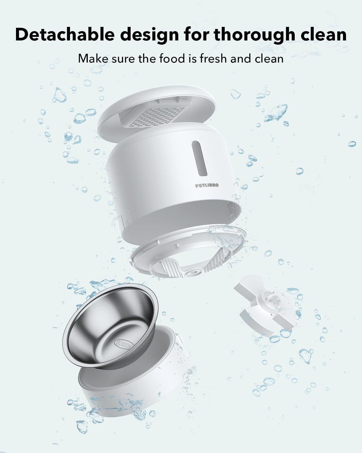 Automatic Cat Feeder, Automatic Pet Food Dispenser with Freshness Preservation, Timed Dog Feeders for Dry Food, up to 50 Portions 6 Meals per Day, Granary White